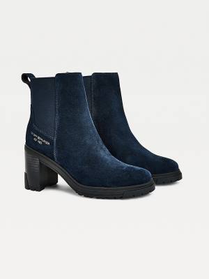 Tommy Hilfiger Suede High Heel Chelsea Laarzen Dames Blauw | TH813VAR