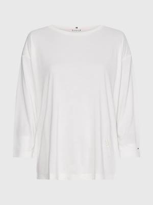 Tommy Hilfiger Sueded Relaxed Boot Neck T-shirts Dames Wit | TH054AKW