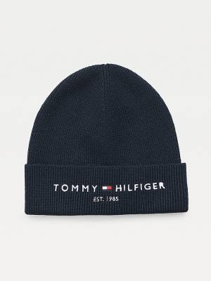 Tommy Hilfiger TH Established Knitted Katoenen Beanie Hoeden Heren Blauw | TH175FCN