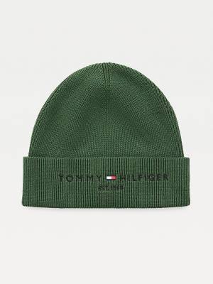 Tommy Hilfiger TH Established Knitted Katoenen Beanie Hoeden Heren Groen | TH721GOA