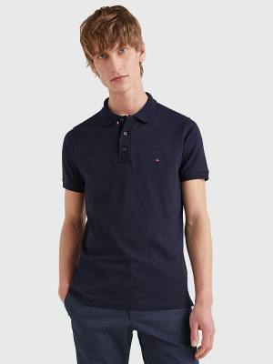 Tommy Hilfiger TH Flex Bubble Weave Slim Poloshirt Heren Blauw | TH134VXO