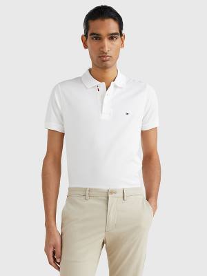 Tommy Hilfiger TH Flex Bubble Weave Slim Poloshirt Heren Wit | TH645MXR