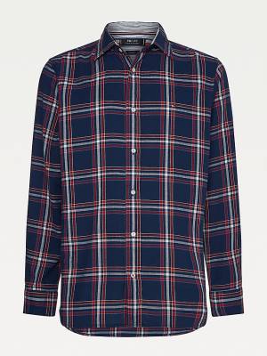 Tommy Hilfiger TH Flex Plaid Regular Fit Overhemd Heren Blauw | TH127NZI