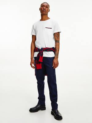 Tommy Hilfiger TH Flex Signature Detailing T-shirts Heren Wit | TH273URM