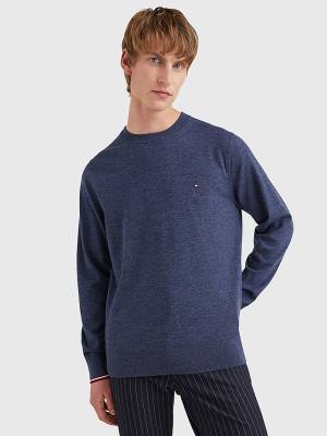 Tommy Hilfiger TH Flex Tipped Cuffs Jumper Truien Heren Blauw | TH042LKG