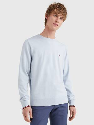 Tommy Hilfiger TH Flex Tipped Cuffs Jumper Truien Heren Blauw | TH720TVS