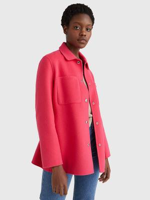 Tommy Hilfiger TH Interlock Belted Shacket Jassen Dames Roze | TH972BQO