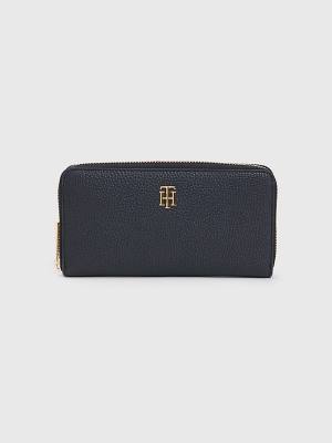 Tommy Hilfiger TH Monogram Large Zip-Around Portefeuille Dames Blauw | TH519CQA