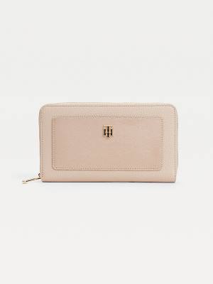 Tommy Hilfiger TH Monogram Plaque Portefeuille Dames Beige | TH415HPY