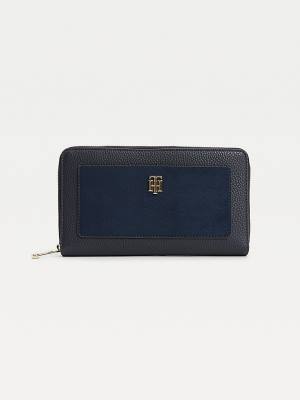 Tommy Hilfiger TH Monogram Plaque Portefeuille Dames Blauw | TH437IWX