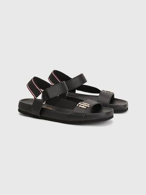 Tommy Hilfiger TH Monogram Riemen Sandalen Dames Zwart | TH657CGM