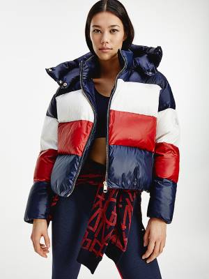 Tommy Hilfiger TH Protect Colour-Blocked Down Puffer Jassen Dames Blauw | TH425MFH