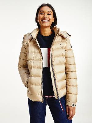 Tommy Hilfiger TH Protect High-Shine Down Puffer Jassen Dames Beige | TH940BRS