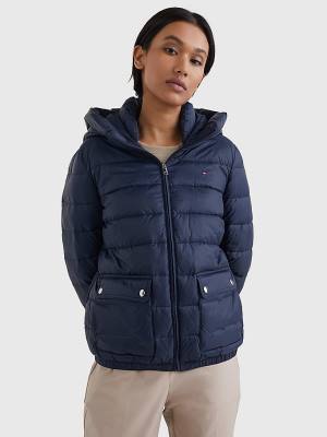 Tommy Hilfiger TH Protect Met Capuchon Padded Jassen Dames Blauw | TH781SLB