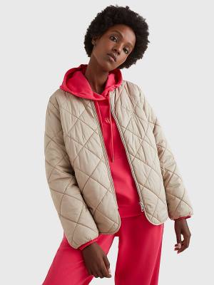 Tommy Hilfiger TH Protect Quilted Bomber Jassen Dames Beige | TH951OJN