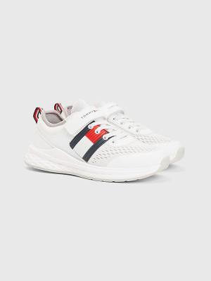 Tommy Hilfiger Textured Flag Mesh Panel Sneakers Jongens Wit | TH762BEJ