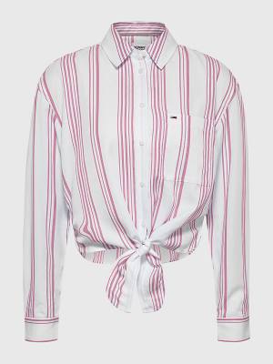 Tommy Hilfiger Tie-Front Stripe Overhemd Dames Roze | TH791REY