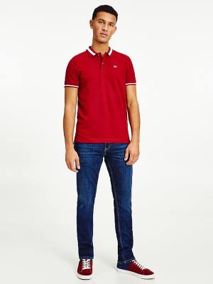 Tommy Hilfiger Tipped Stretch Slim Fit Poloshirt Heren Rood | TH752REL