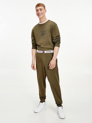 Tommy Hilfiger Tommy 85 Logo Waistband Stretch Joggers Pyjamas Heren Khaki | TH468SPA