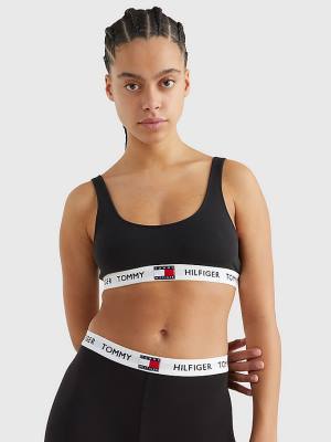 Tommy Hilfiger Tommy 85 Stretch Katoenen Logo Bralette Ondergoed Dames Zwart | TH649AXE