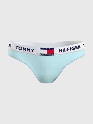 Tommy Hilfiger Tommy 85 Stretch Katoenen Logo String Ondergoed Dames Blauw | TH813NFG