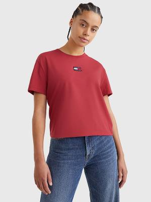 Tommy Hilfiger Tommy Badge Crew Neck T-shirts Dames Rood | TH025XZO