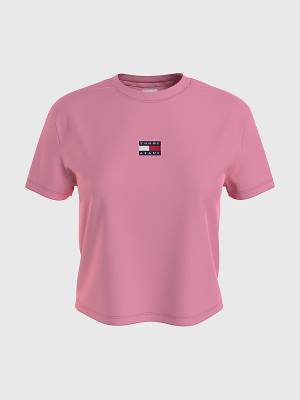 Tommy Hilfiger Tommy Badge Crew Neck T-shirts Dames Roze | TH926VEX