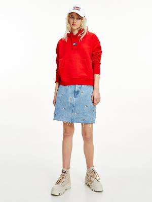 Tommy Hilfiger Tommy Badge Hoodie Dames Rood | TH396WIU