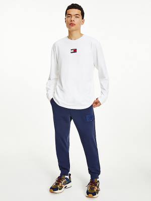 Tommy Hilfiger Tommy Badge Long Sleeve T-shirts Heren Wit | TH438WCY