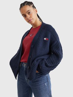 Tommy Hilfiger Tommy Badge Oversized Cardigan Truien Dames Blauw | TH569ZUO