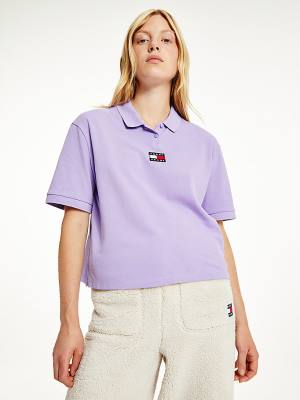 Tommy Hilfiger Tommy Badge Poloshirt Dames Paars | TH453KAR