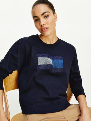 Tommy Hilfiger Tommy Icons Crew Neck Sweatshirts Dames Blauw | TH037CHM