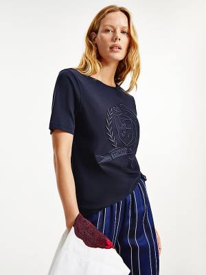 Tommy Hilfiger Tommy Icons Organic Katoenen T-shirts Dames Blauw | TH517DWG