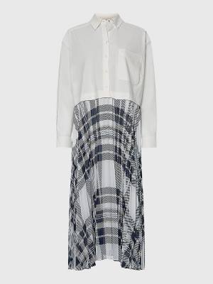 Tommy Hilfiger Tommy Icons Oversized Pleated Shirt Jurken Dames Wit | TH961BQJ