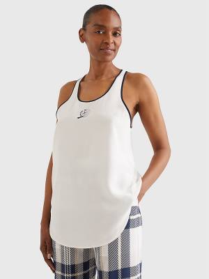 Tommy Hilfiger Tommy Icons Silk Racerback Tank Top Overhemd Dames Wit | TH210IVB