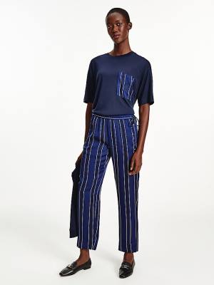 Tommy Hilfiger Tommy Icons Stripe Relaxed Tapered Broek Dames Blauw | TH801ZLA