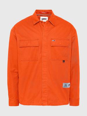 Tommy Hilfiger Tommy Jeans Tech Organic Katoenen Twill Overshirt Overhemd Heren Rood | TH152TNM