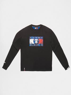 Tommy Hilfiger Tommy X AAPE Long Sleeve T-shirts Heren Zwart | TH642CWD