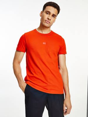 Tommy Hilfiger Tonal Flag Embroidery T-shirts Heren Oranje | TH945RJV