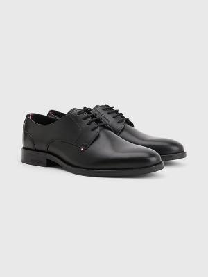 Tommy Hilfiger Tonal Flag Leren Derby Formele Schoenen Heren Zwart | TH482ILQ