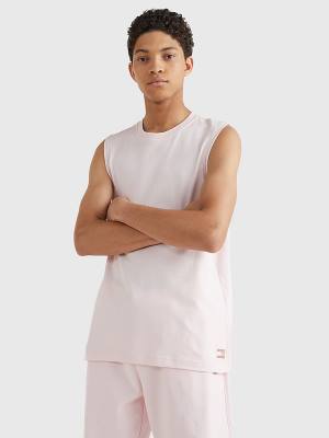 Tommy Hilfiger Tonal Relaxed Fit Logo Tank Top T-shirts Heren Roze | TH980SQF