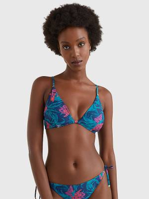 Tommy Hilfiger Tropical Print Triangle Bikini Top Zwemkleding Dames Blauw | TH657TZV