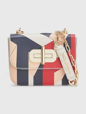 Tommy Hilfiger Turn Lock Small Leren Crossover Tassen Dames Beige | TH560QYA