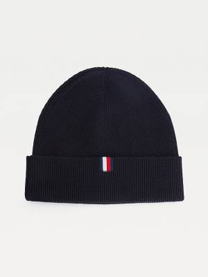 Tommy Hilfiger Uptown Wool Katoenen Beanie Hoeden Heren Blauw | TH316AKQ