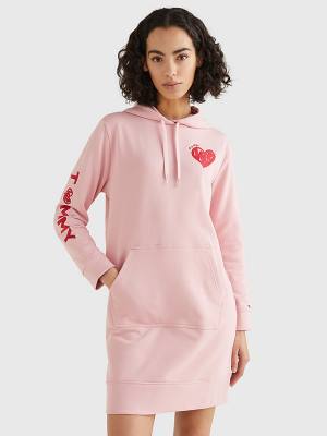 Tommy Hilfiger Valentines Heart Print Jurken Dames Roze | TH453YUP