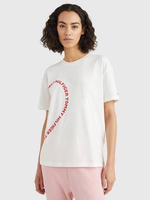 Tommy Hilfiger Valentines Heart Print Relaxed Fit T-shirts Dames Wit | TH698ZPY