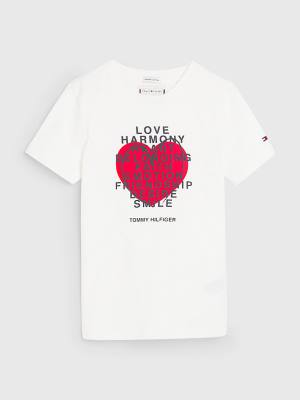 Tommy Hilfiger Valentines Heart Text Print T-shirts Jongens Wit | TH067TSV