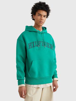 Tommy Hilfiger Varsity Crest Embroidery Hoodie Heren Groen | TH951EHV