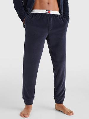 Tommy Hilfiger Velour Repeat Logo Joggers Pyjamas Heren Blauw | TH913NMV