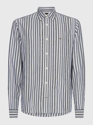 Tommy Hilfiger Vertical Stripe Regular Fit Overhemd Heren Blauw | TH086RWQ